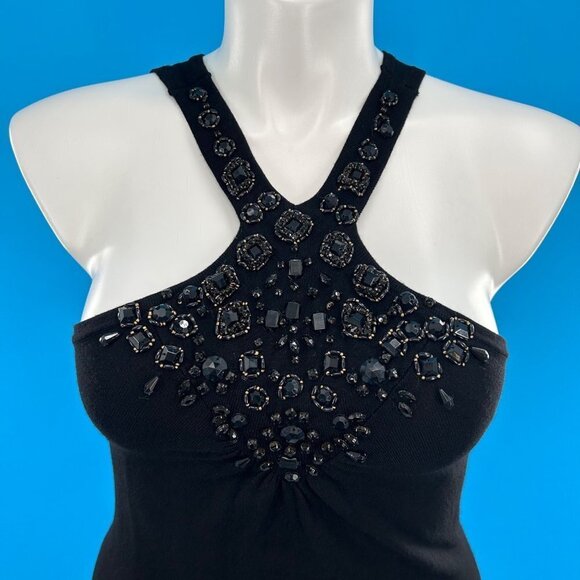 CACHE BLACK BEADED TANK SWEATER TOP - MEDIUM - Picture 1 of 5